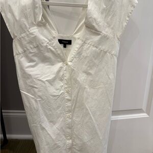 Theory Cream Button-Front Midi Dress